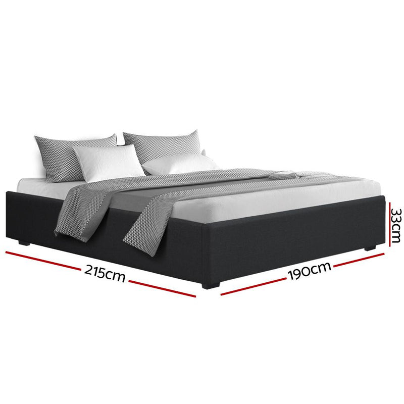 King Size Gas Lift Bed Frame Base with Storage - Charcoal - Bedzy Australia