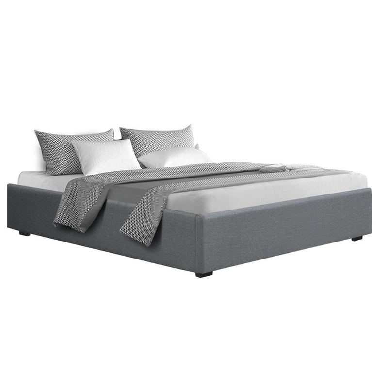 King Size Gas Lift Bed Frame Base with Storage - Grey - Bedzy Australia - Furniture > Bedroom