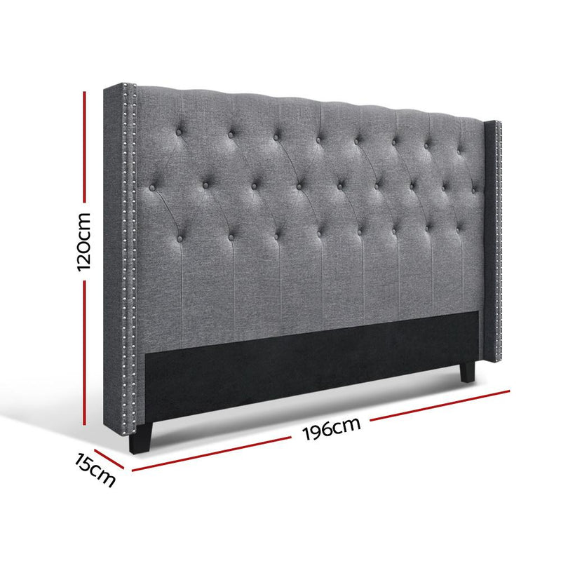 King Size | Luca Bed Headboard (Grey) - Bedzy Australia