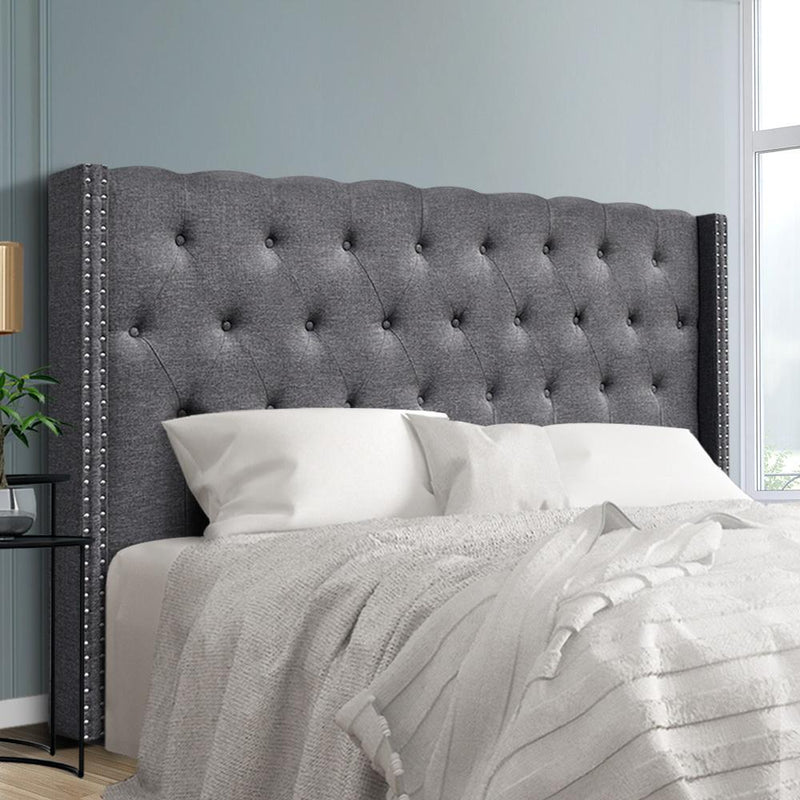King Size | Luca Bed Headboard (Grey) - Bedzy Australia - Furniture > Bedroom