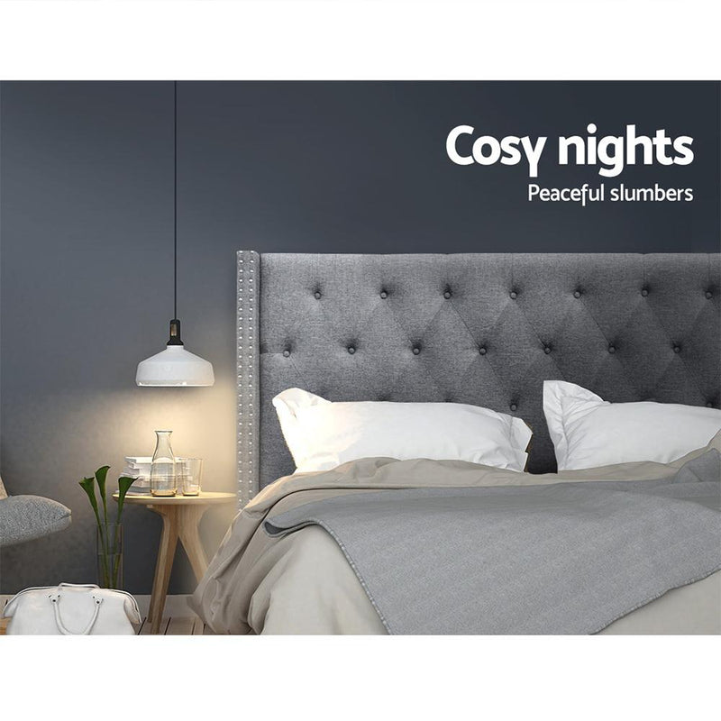 King Size | Luca Bed Headboard (Grey) - Bedzy Australia