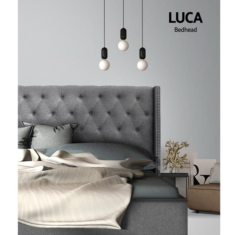 King Size | Luca Bed Headboard (Grey) - Bedzy Australia