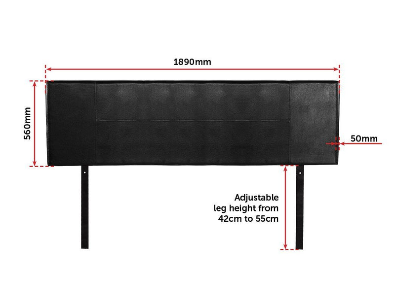 King Size | PU Leather Bed Headboard (Black) - Bedzy Australia