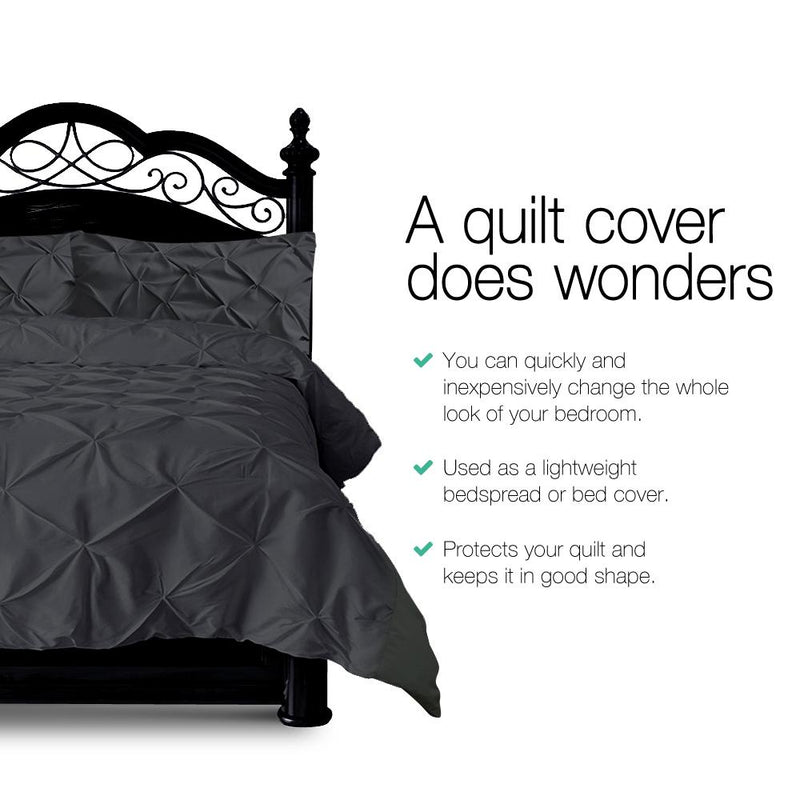 King Size Quilt Cover Set - Black - Bedzy Australia