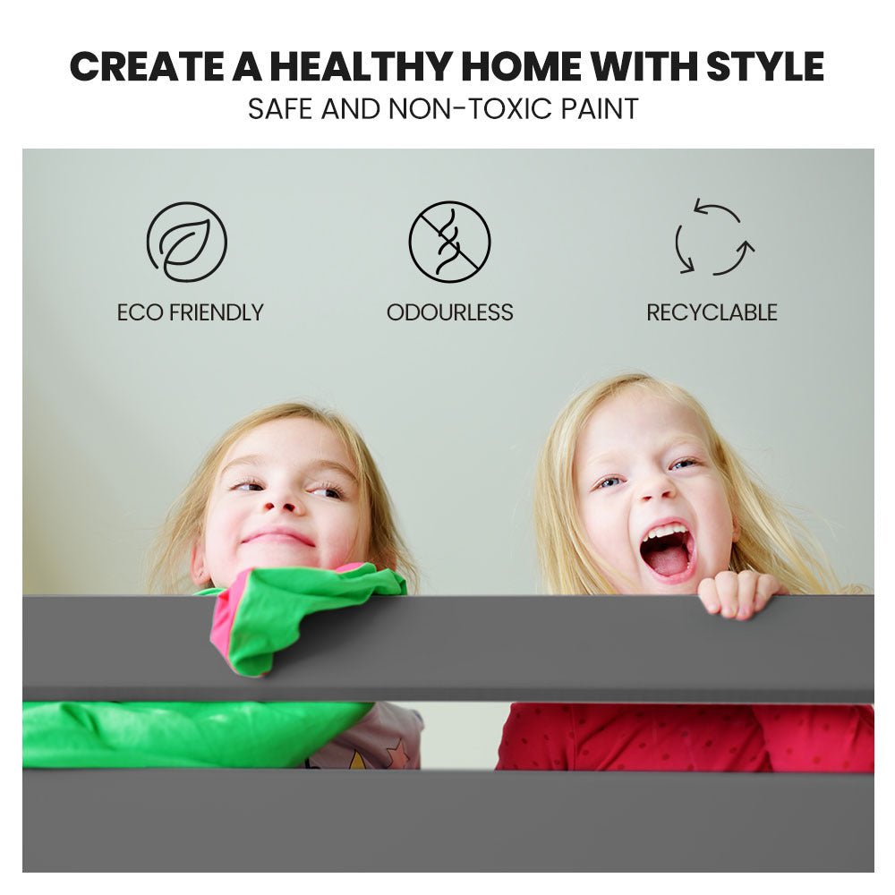 Kids Single Wooden Bunk Bed Frame - Grey Matt - Furniture > Bedroom - Bedzy Australia