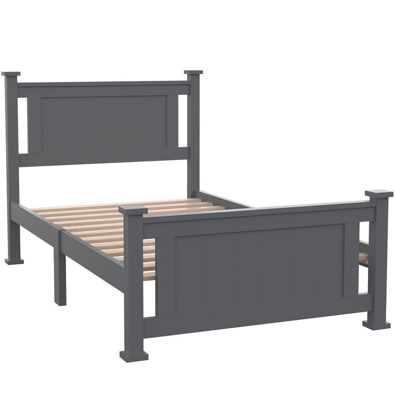 King Single Wooden Timber Bed Frame - Grey - Furniture > Bedroom - Bedzy Australia