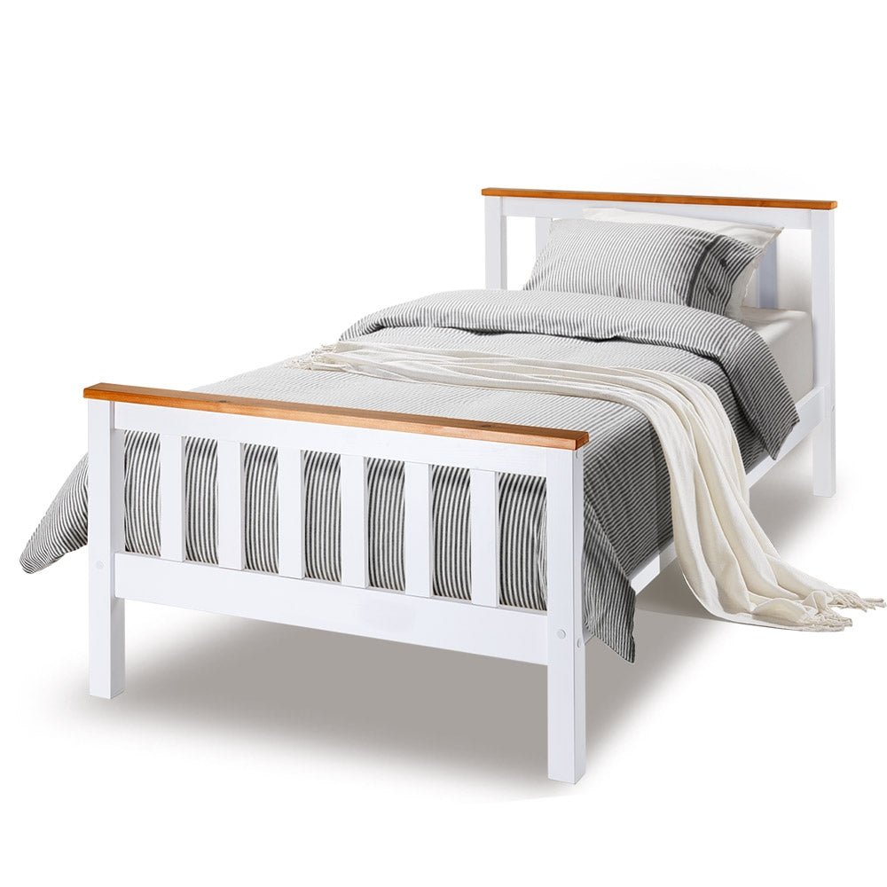 Kids Single Wooden Bed Frame Base - White - Furniture > Bedroom - Bedzy Australia