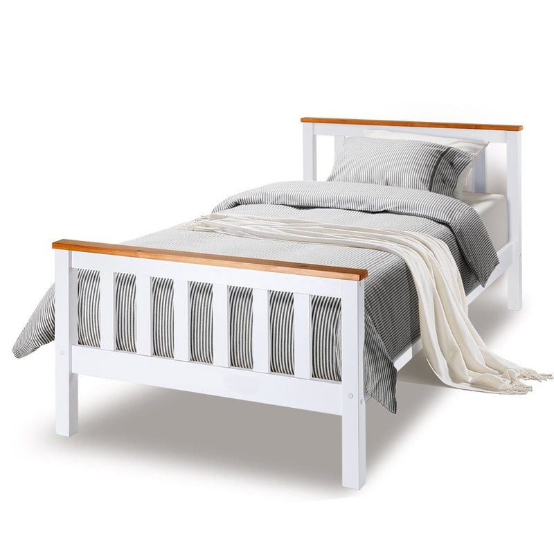 Kingston Slumber Single Wooden Bed Frame Base White Timber Kids Adults Modern Bedroom Furniture - Bedzy Australia (ABN 18 642 972 209) - Furniture > Bedroom
