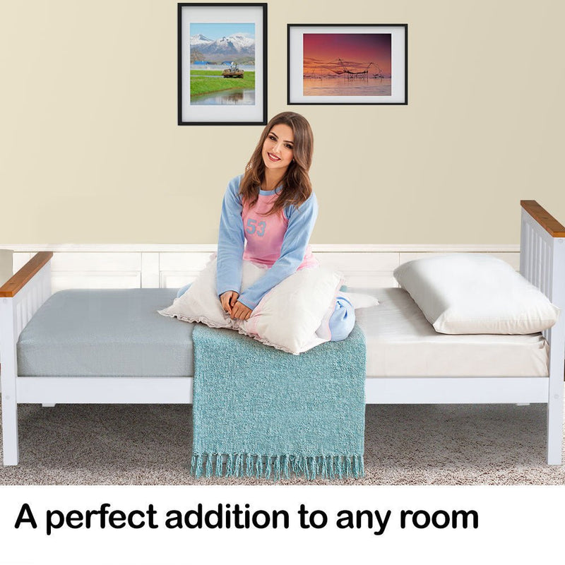 Kingston Slumber Single Wooden Bed Frame Base White Timber Kids Adults Modern Bedroom Furniture - Bedzy Australia (ABN 18 642 972 209) - Furniture > Bedroom