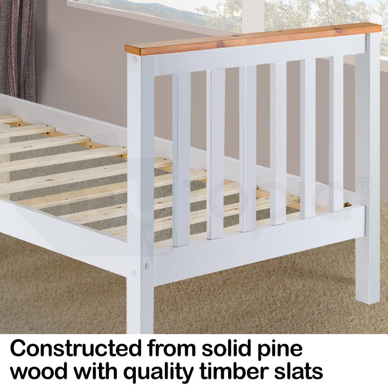 Kingston Slumber Single Wooden Bed Frame Base White Timber Kids Adults Modern Bedroom Furniture - Bedzy Australia (ABN 18 642 972 209) - Furniture > Bedroom
