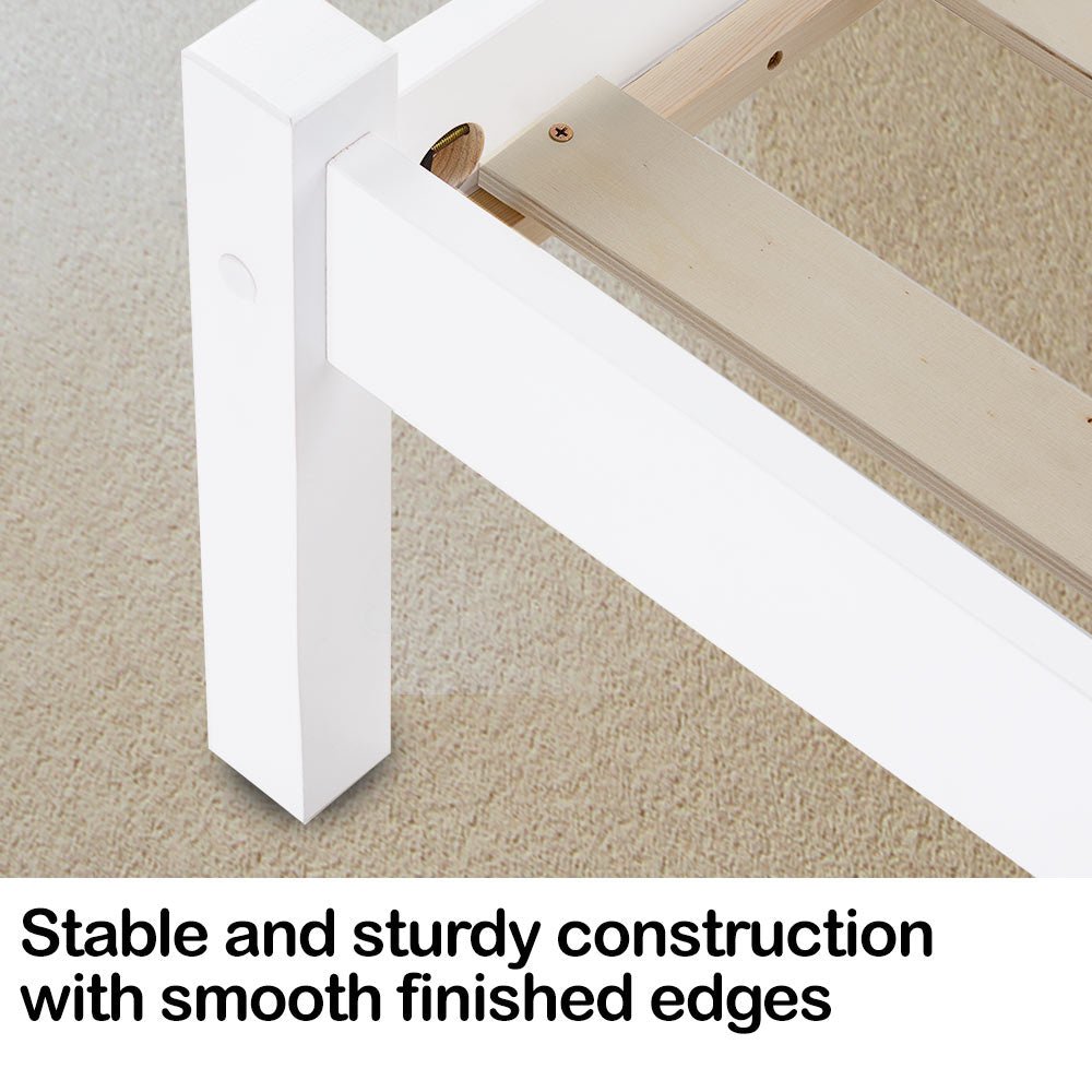 Kids Single Wooden Pine Bed Frame - White - Furniture > Bedroom - Bedzy Australia