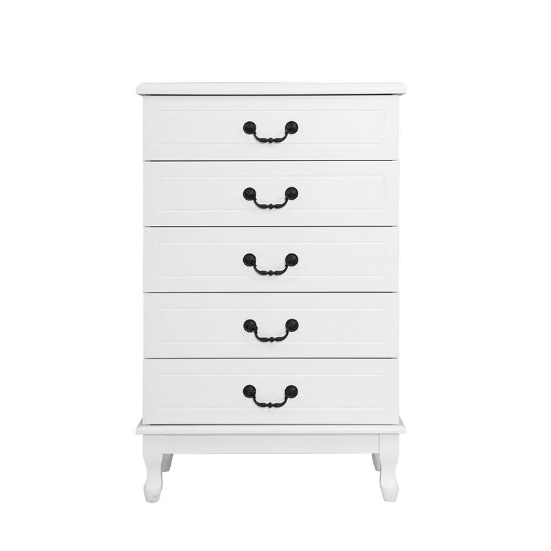 Kubi Tallboy 5 Drawers Storage Cabinet - White - Bedzy Australia - Furniture > Bedroom
