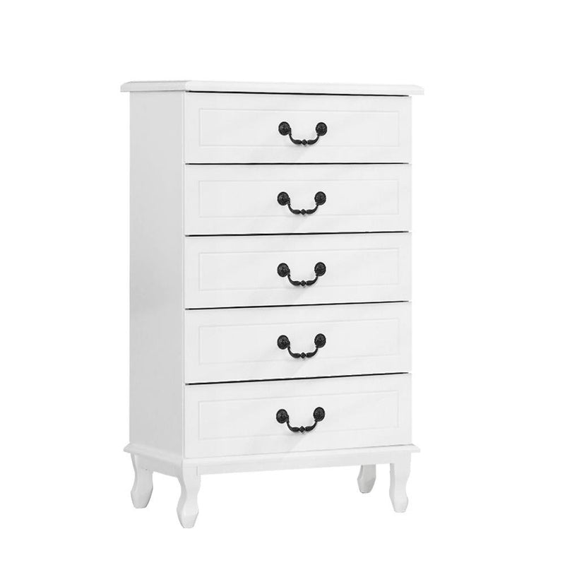 Kubi Tallboy 5 Drawers Storage Cabinet - White - Bedzy Australia - Furniture > Bedroom