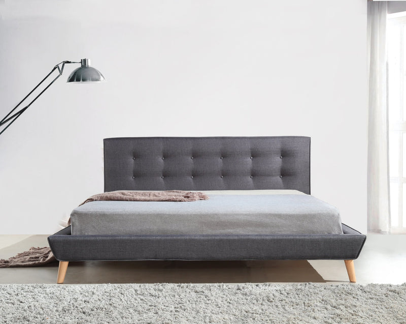 Linen Fabric Deluxe King Bed Frame Grey - Bedzy Australia