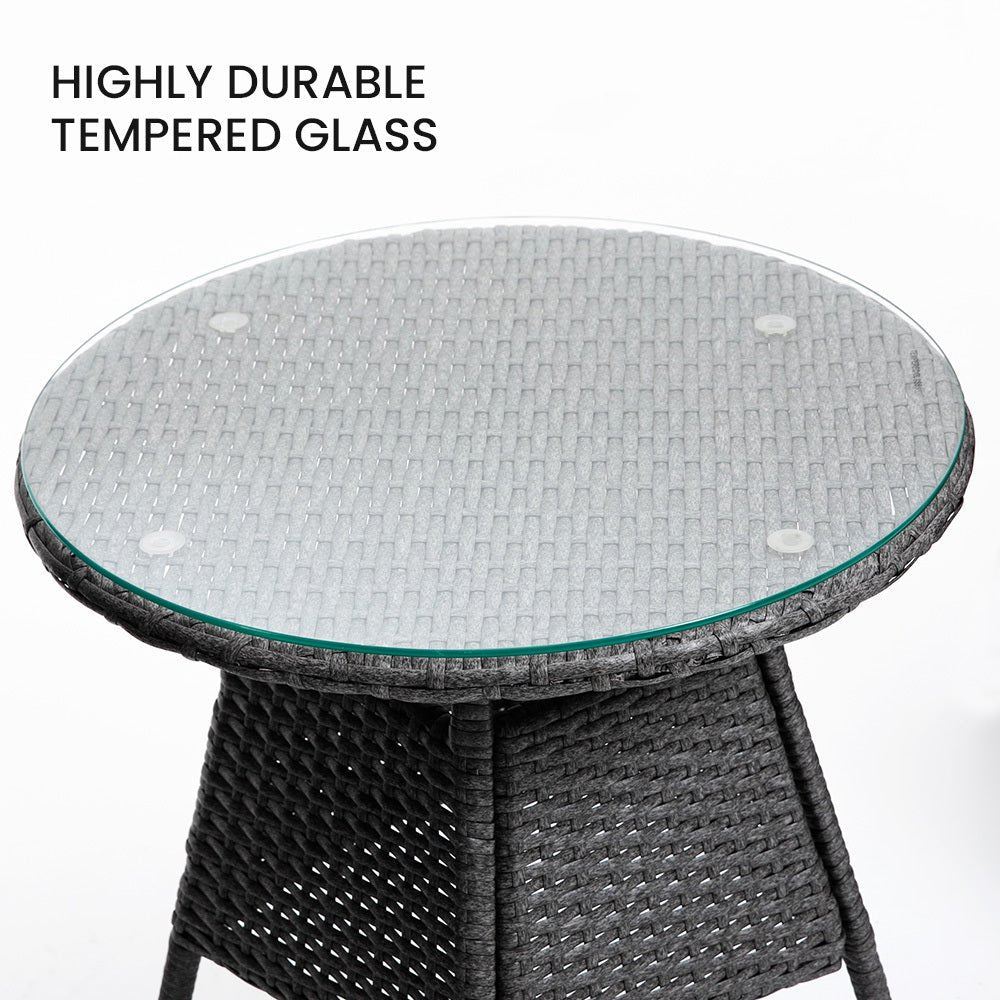 3 Piece Outdoor Furniture Set with Table and Chairs - Grey - Furniture > Outdoor - Bedzy Australia