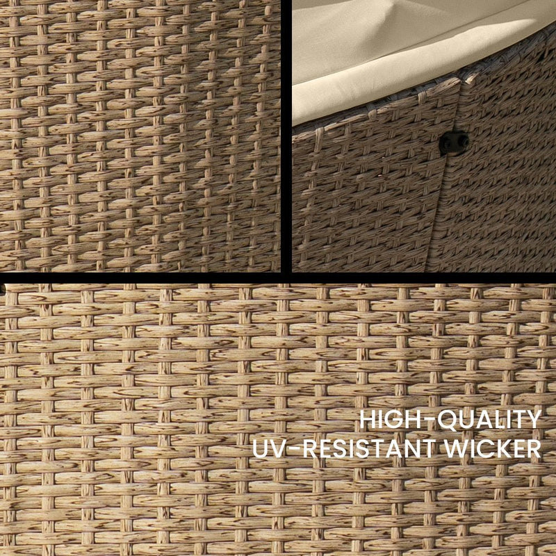 LONDON RATTAN 3pc Day Bed Round Lounge Outdoor Furniture, Beige Wicker and Canopy - Bedzy Australia (ABN 18 642 972 209) - Furniture > Outdoor
