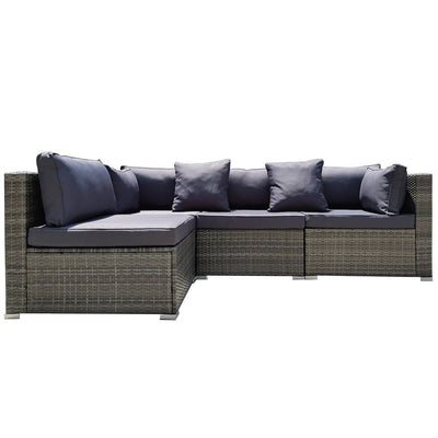 4 Seater Modular Outdoor Lounge Sofa Setting - Grey - Furniture > Outdoor - Bedzy Australia