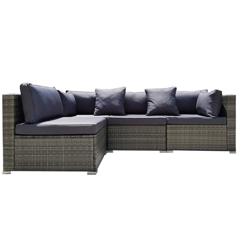4 Seater Modular Outdoor Lounge Sofa Setting - Grey - Furniture > Outdoor - Bedzy Australia