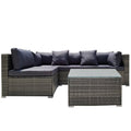 5 Piece Outdoor Modular Lounge Setting with Coffee Table - Grey