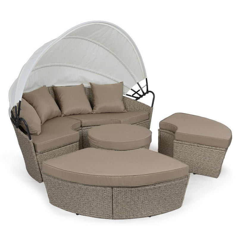 LONDON RATTAN Day Bed Daybed Sofa Garden Wicker Outdoor Furniture Round - Bedzy Australia (ABN 18 642 972 209) - Furniture > Outdoor