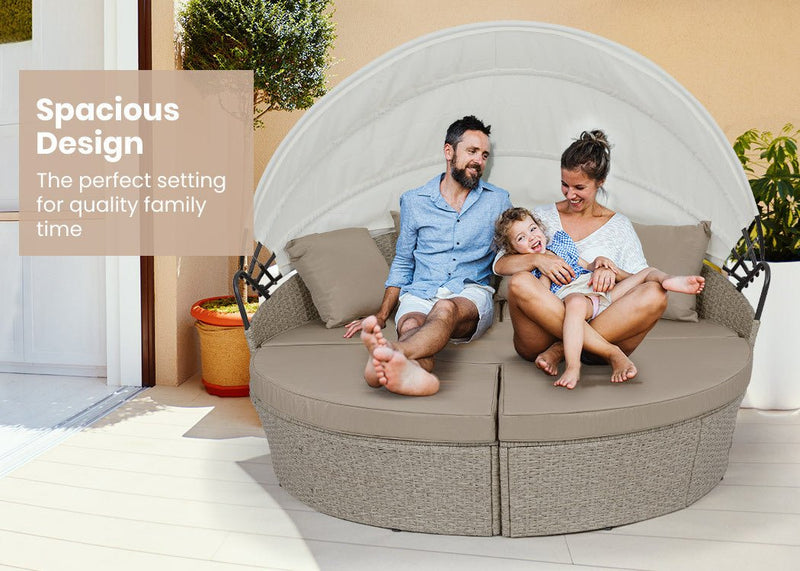 LONDON RATTAN Day Bed Daybed Sofa Garden Wicker Outdoor Furniture Round - Bedzy Australia (ABN 18 642 972 209) - Furniture > Outdoor