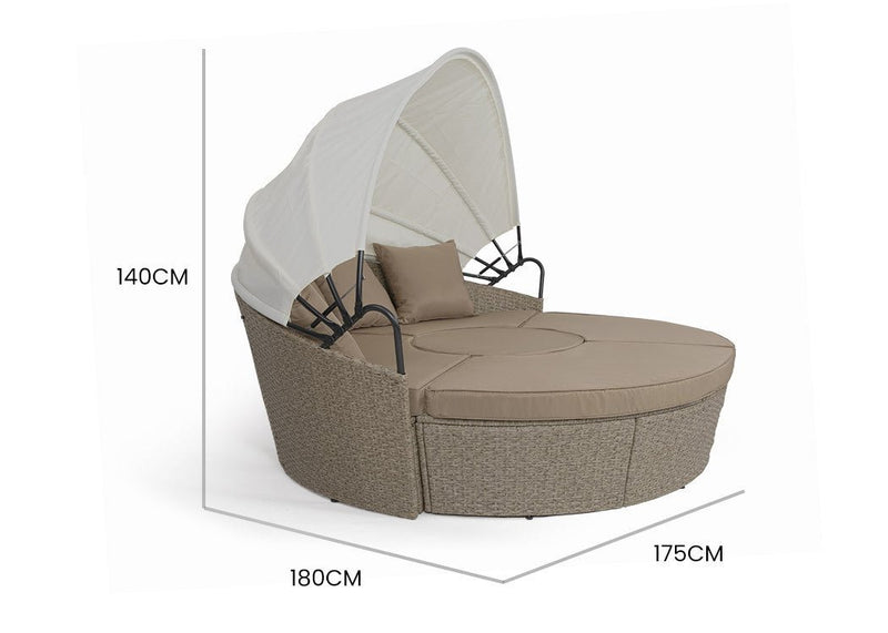 LONDON RATTAN Day Bed Daybed Sofa Garden Wicker Outdoor Furniture Round - Bedzy Australia (ABN 18 642 972 209) - Furniture > Outdoor