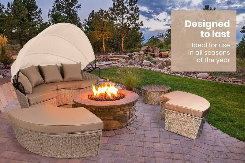 LONDON RATTAN Day Bed Daybed Sofa Garden Wicker Outdoor Furniture Round - Bedzy Australia (ABN 18 642 972 209) - Furniture > Outdoor