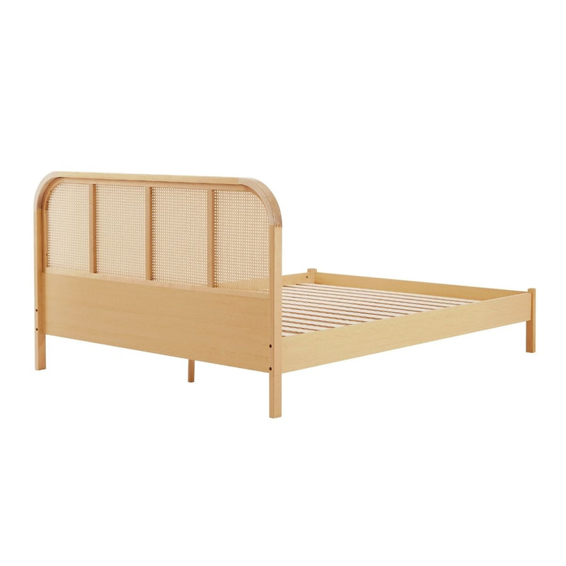 Lulu Bed Frame with Curved Rattan Bedhead - Double - Bedzy Australia (ABN 18 642 972 209) - Furniture > Bedroom
