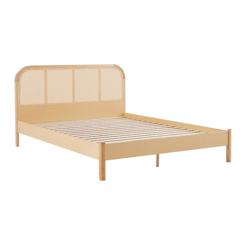 Lulu Bed Frame with Curved Rattan Bedhead - Double - Bedzy Australia (ABN 18 642 972 209) - Furniture > Bedroom