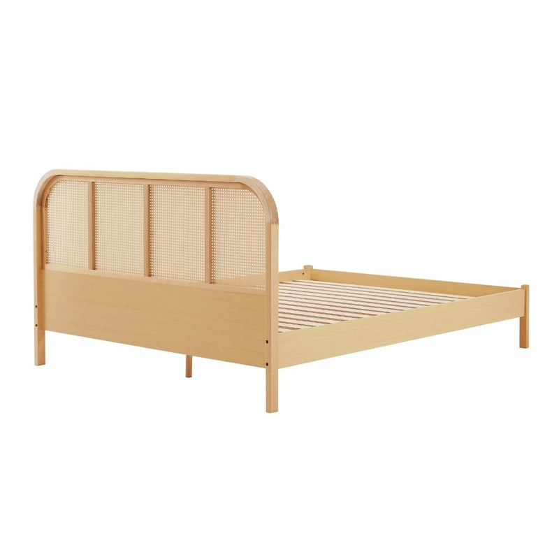 Bedzy Luxe Rattan Bed Frame with Curved Bedhead - Queen - Furniture > Bedroom - Bedzy Australia