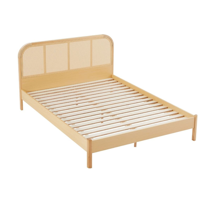 Bedzy Luxe Rattan Bed Frame with Curved Bedhead - Queen - Furniture > Bedroom - Bedzy Australia