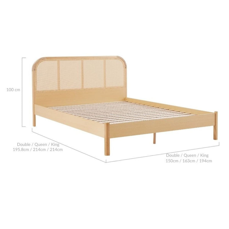 Bedzy Luxe Rattan Bed Frame with Curved Bedhead - Queen - Furniture > Bedroom - Bedzy Australia