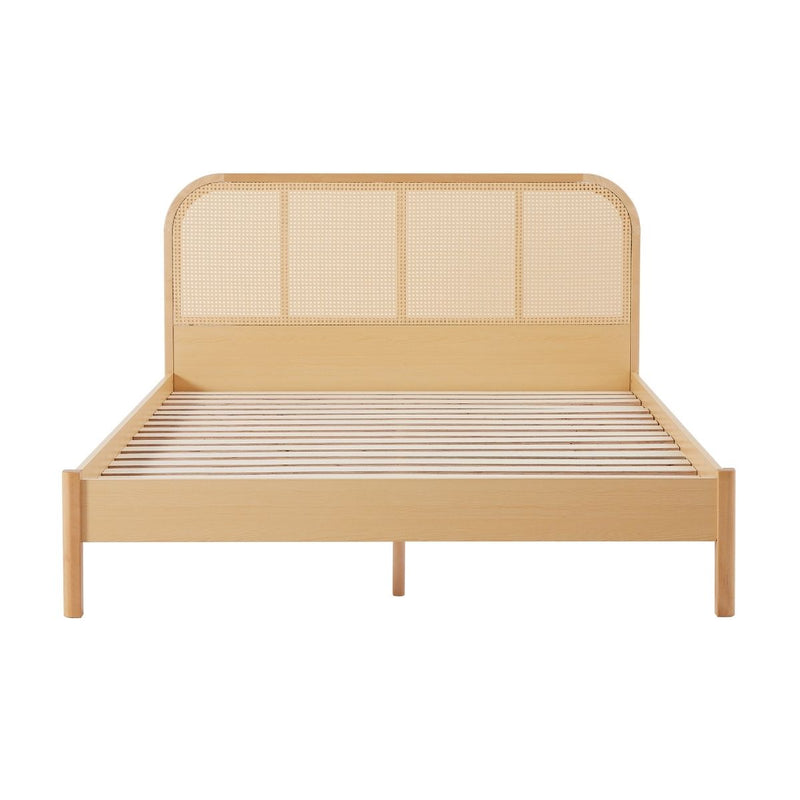 Bedzy Luxe Rattan Bed Frame with Curved Bedhead - Queen - Furniture > Bedroom - Bedzy Australia