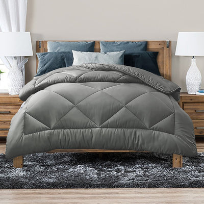 Luxor Australian Made All Season Grey 400GSM Bamboo Blend Quilt King Single - Home & Garden > Bedding - Bedzy Australia
