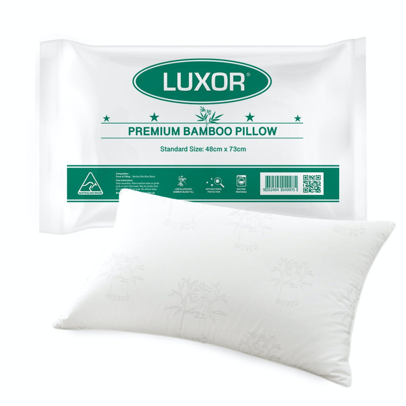 Luxor Australian Made Bamboo Cooling Pillow Standard Size Single Pack - Bedzy Australia (ABN 18 642 972 209) - Home & Garden > Bedding