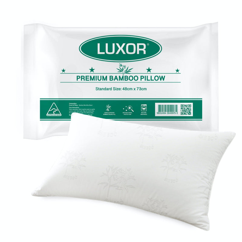 Luxor Australian Made Bamboo Cooling Pillow Standard Size Single Pack - Home & Garden > Bedding - Bedzy Australia