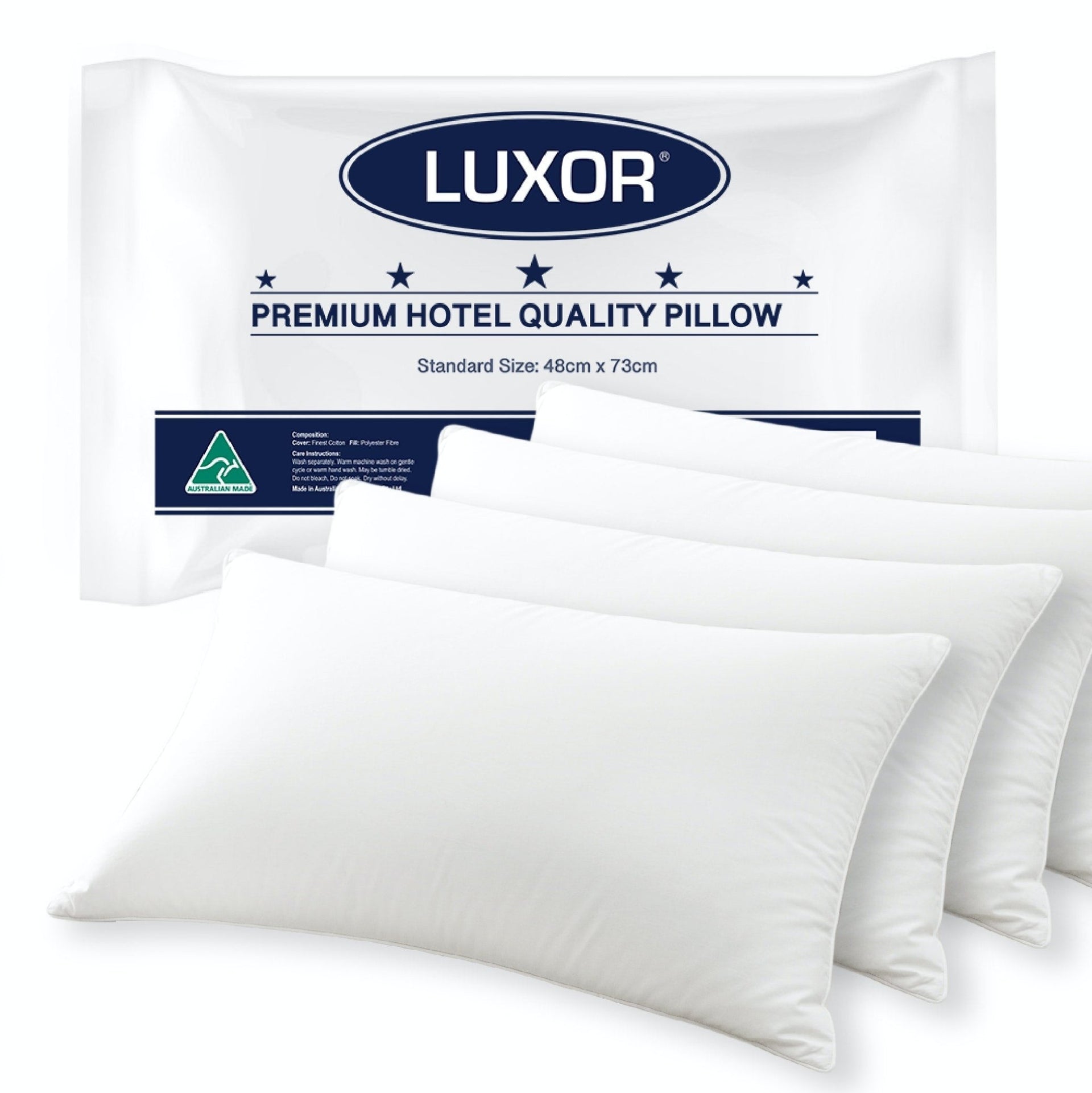 Luxor Australian Made Hotel Quality Pillow Standard Size Four Pack - Home & Garden > Bedding - Bedzy Australia