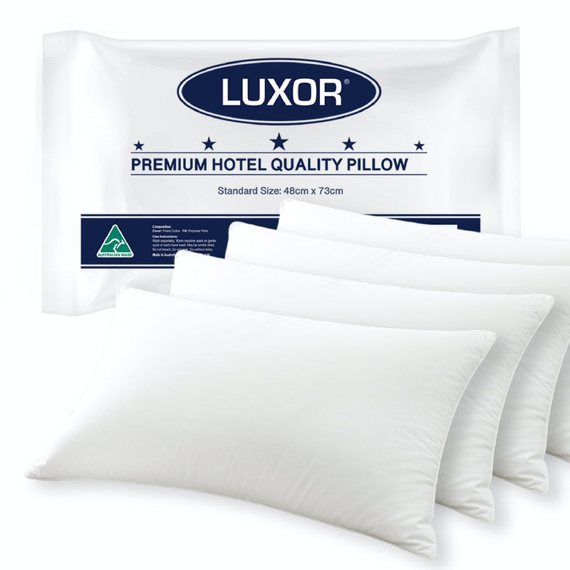 Luxor Australian Made Hotel Quality Pillow Standard Size Four Pack - Bedzy Australia (ABN 18 642 972 209) - Home & Garden > Bedding