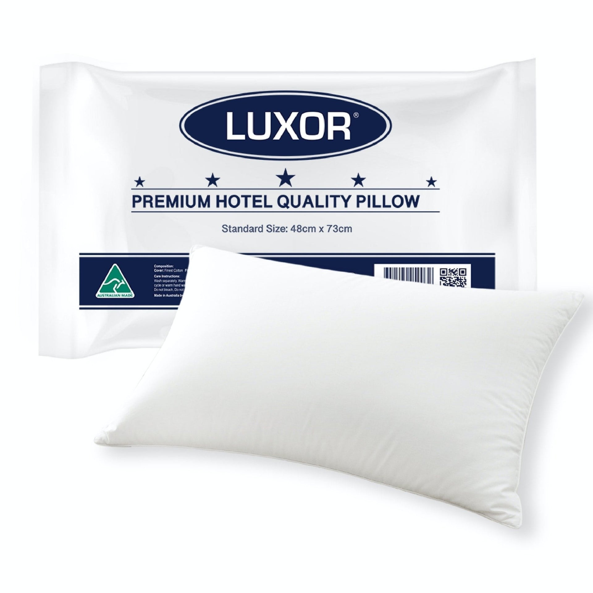 Luxor Australian Made Hotel Quality Pillow Standard Size Single Pack - Home & Garden > Bedding - Bedzy Australia