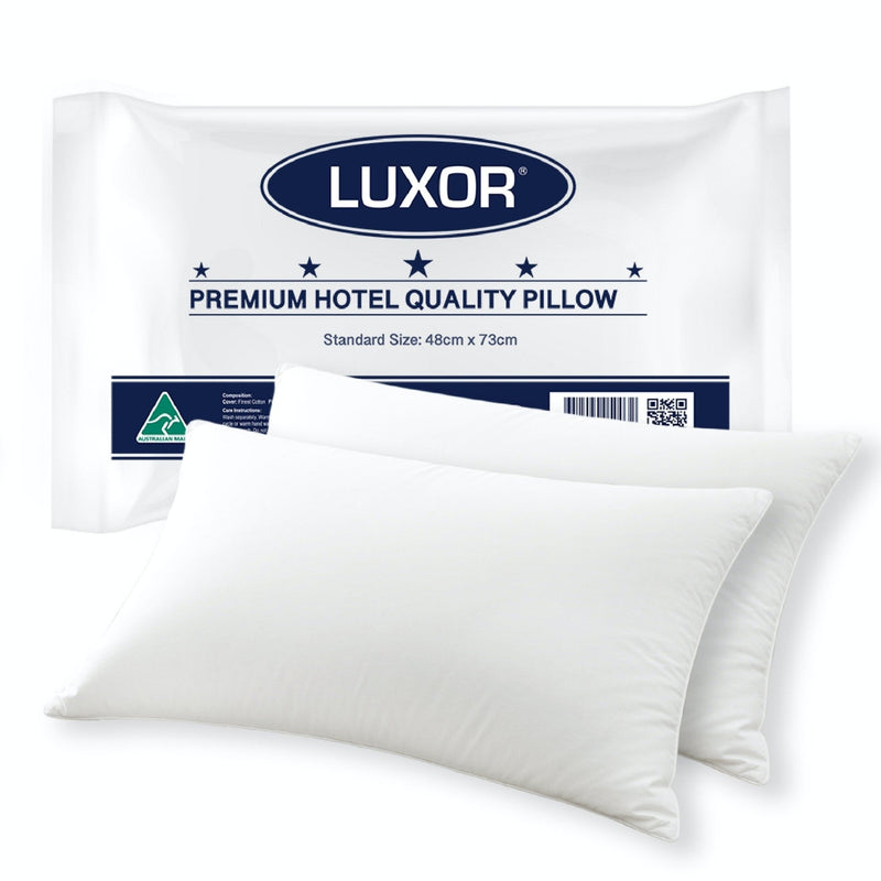 Luxor Australian Made Hotel Quality Pillow Standard Size Twin Pack - Home & Garden > Bedding - Bedzy Australia