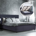 Luxury Gas Lift Bed with Headboard (Model 1) - Charcoal No.35 - Double