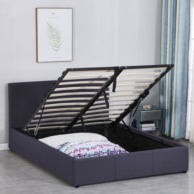Luxury Gas Lift Bed with Headboard (Model 1) - Charcoal No.35 - Double - Home & Garden - Bedzy Australia