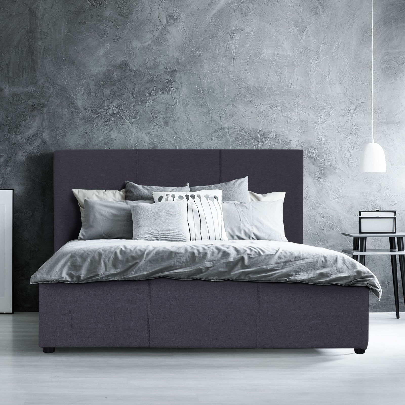 Luxury Gas Lift Bed with Headboard (Model 1) - Charcoal No.35 - Queen - Home & Garden - Bedzy Australia