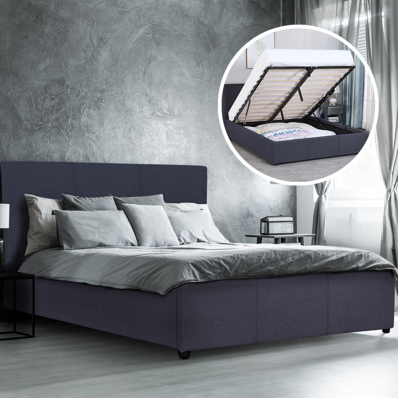 Luxury Gas Lift Bed with Headboard (Model 1) - Charcoal No.35 - Queen - Home & Garden - Bedzy Australia