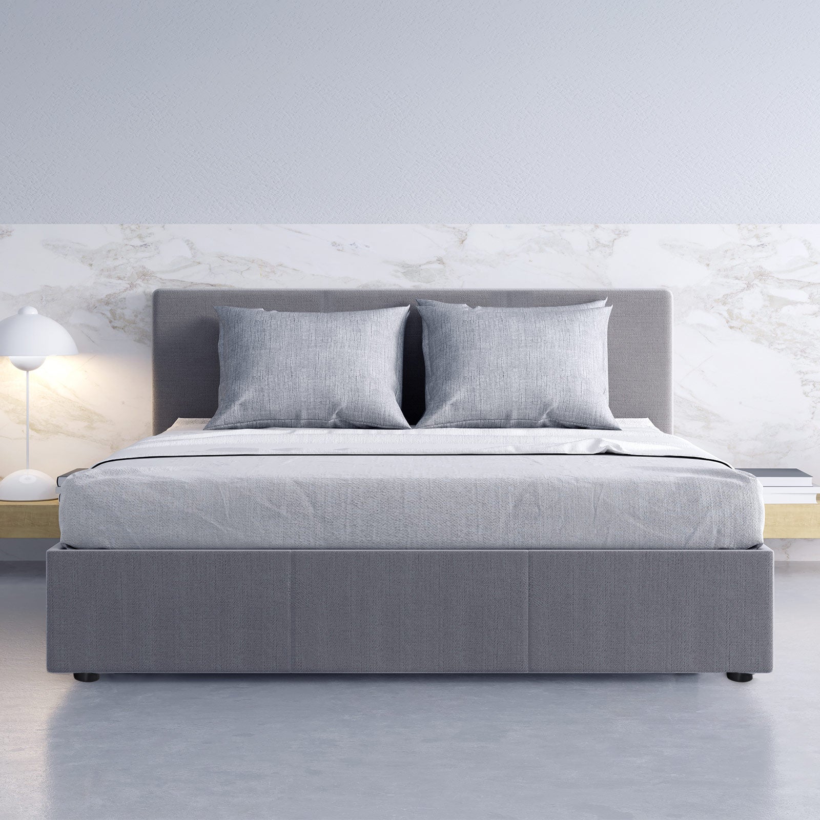 Luxury Gas Lift Bed with Headboard (Model 1) - Grey No.28 - King Single - Home & Garden - Bedzy Australia