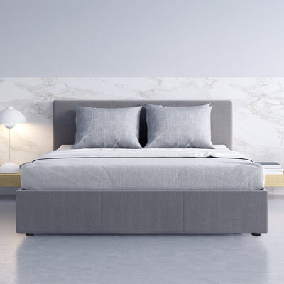 Luxury Gas Lift Bed with Headboard (Model 1) - Grey No.28 - King Single - Home & Garden - Bedzy Australia