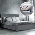 Luxury Gas Lift Bed with Headboard (Model 1) - Grey No.28 - Single