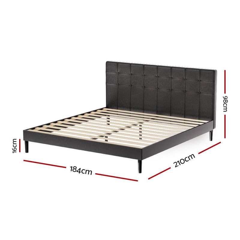 Manly King LED Bed Frame With Charge Ports Black - Furniture > Bedroom - Bedzy Australia