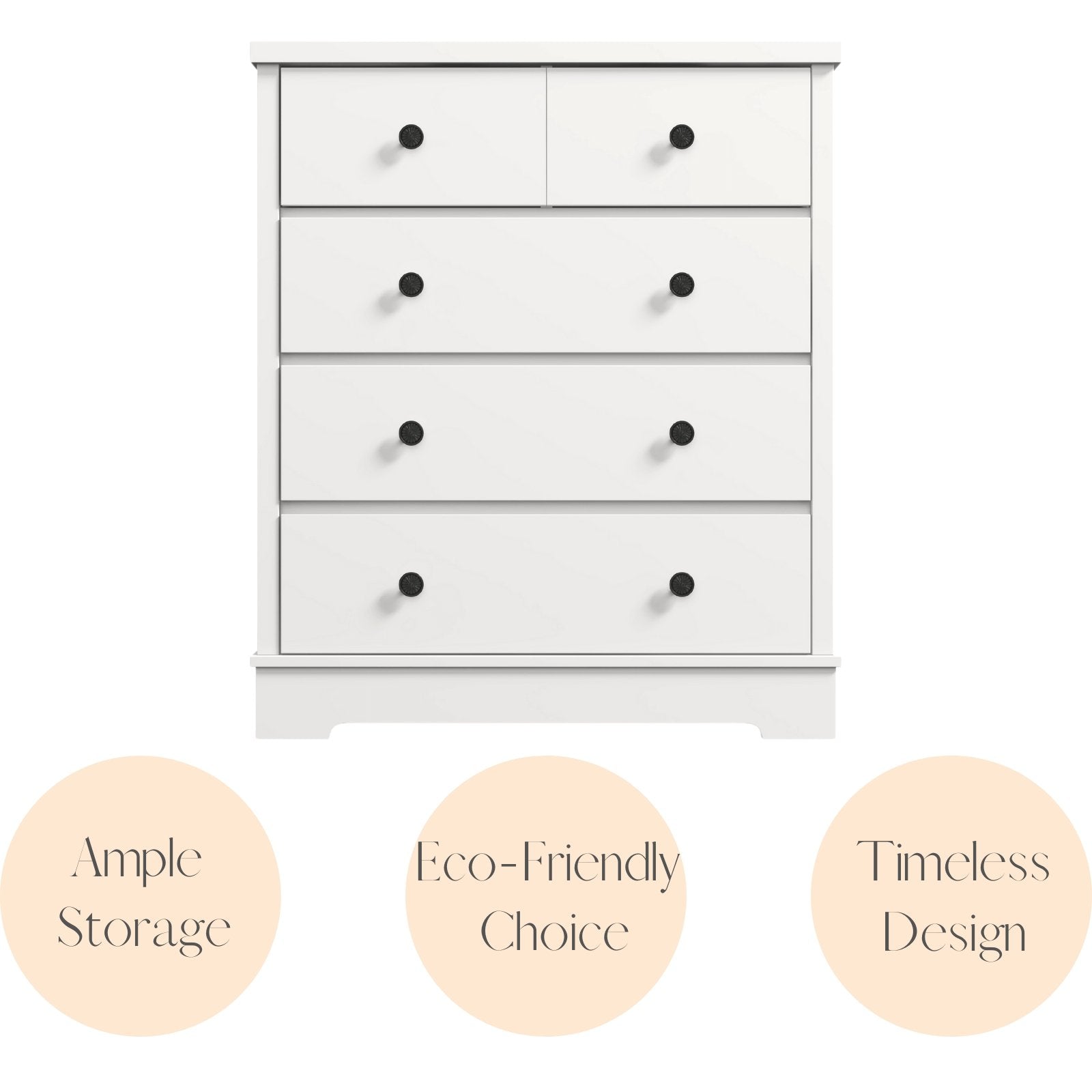 Margaux White Coastal Style Chest of Drawers Tallboy - Bedzy Australia