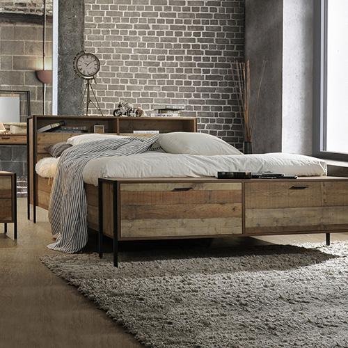 Mascot Queen Bed Base with Storage Oak - Bedzy Australia